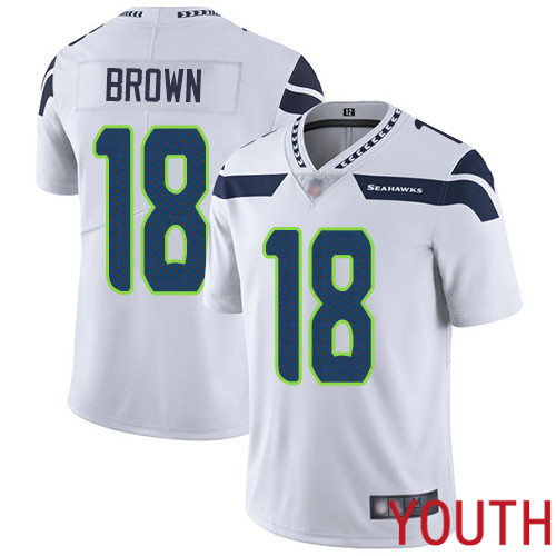 Seattle Seahawks Limited White Youth Jaron Brown Road Jersey NFL Football #18 Vapor Untouchable->youth nfl jersey->Youth Jersey